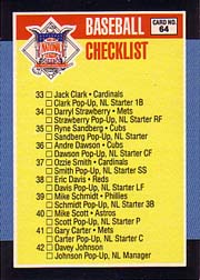 1988 Donruss All-Stars Baseball Cards  064      NL Checklist